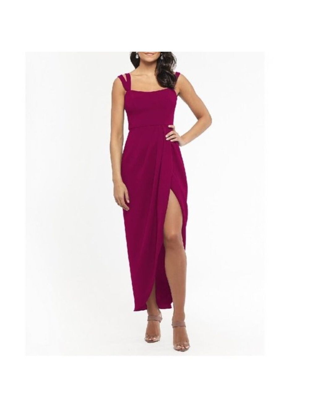 Xscape Double Strap Crepe Midi Dress